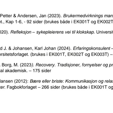 Skolebøker ønskes kjøpt til erfaringskonsulent