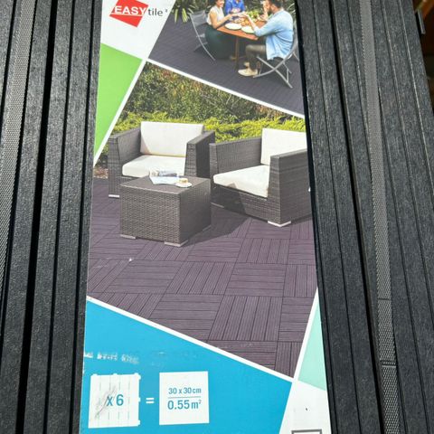 44stk 30x30 Easytile Gummiheller til hage og terrasse, terrassegulv