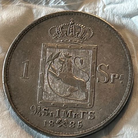 1 Speciedaler 1835 Norge god samlingsmynt!