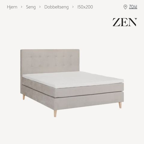 Zen Milano kontinentalseng 150x200cm Medium/Fast overmadrass og sengegavl