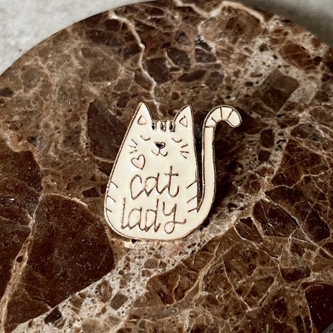 enamel pin cat lady