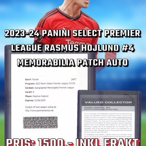 2023-24 Select PL Rasmus Hojlund #4 Memorabilia Patch Auto Manchester United