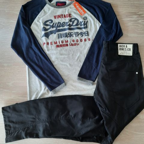 SuperDry og Jack&Jones. Klespakke til ungdom/herre, størrelse L