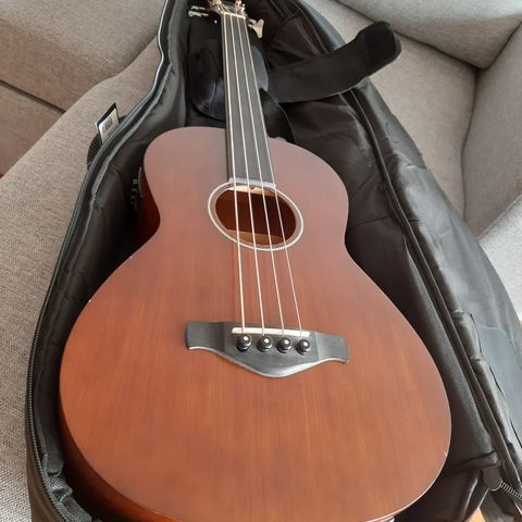 Ibanez Halv-Akustisk Fretless Bassgitar, Guitarstrap og Guitarbag selges!