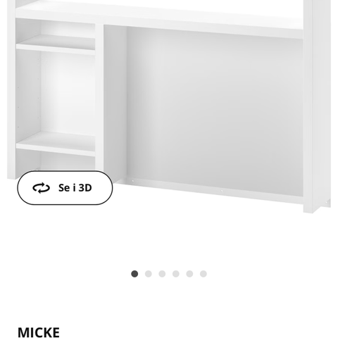 Ikea Micke påbygningsdel/hylle til Micke skrivebord