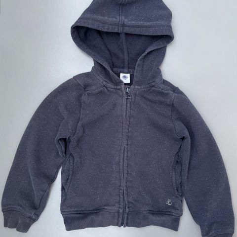 Petit Bateau hettejakke hoodie bomull svart med glitter str 110