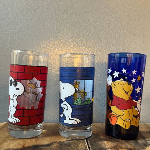 Glass: Snoopy og Winnie The Pooh