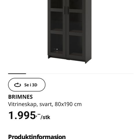 IKEA BRIMNES Vitrineskap / Bokhylle Svart