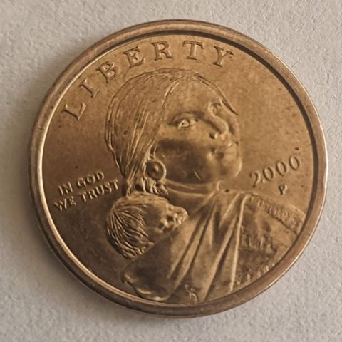 Amerikansk minnemynt 2000P One dollar coin -  Sacagawea- gullfarget.