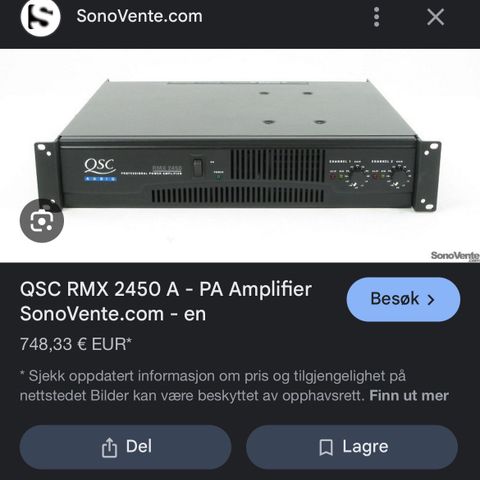 QSC RMX 2450 (2400-watt?) amplifier 2-Channel