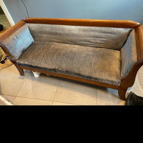 Bidermeier sofa i grå velour