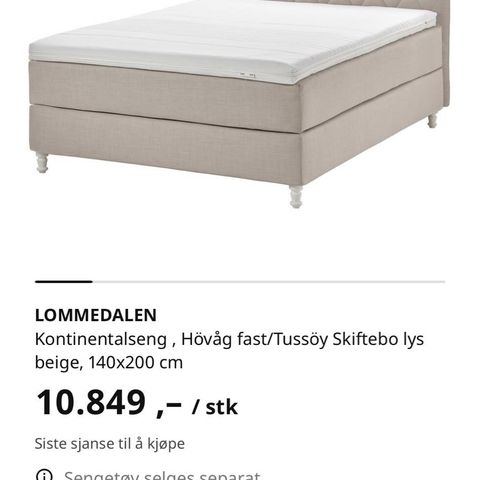 *Reservert* Nesten ubrukt, meget god Lommendalen-seng (140x200) selges billig