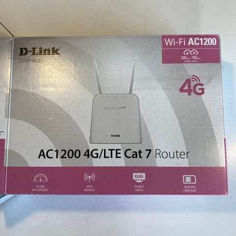 Router ,    D-link , 4g.  Mobilt bredbånd.   Wi-fi.  Med sim kort inngang