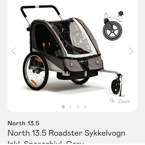 North 13.5 Roadster Sykkelvogn Inkl. Spaserhjul, Grey