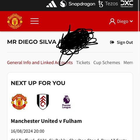 Kamp billetter til Manchester united- Fulham 16 August