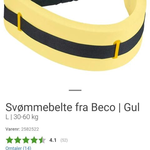 Nytt svømmebelte Beco str L 30-60kg