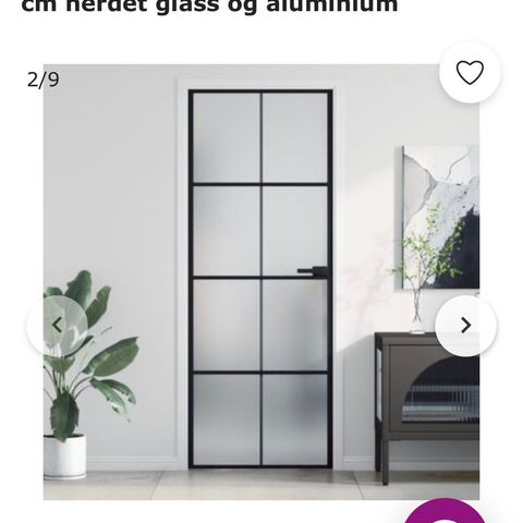 Glassdør innerdør i svart metall