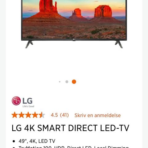 LG 49” TV 4K HD SMART