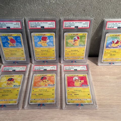 Ash’s Pikachu PSA 10 - Komplett sett i sekvensiell rekkefølge