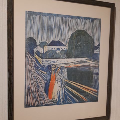 Edvard Munch,"Pikene på broen", eldre reprod. fra Munch Museet/Galleri Glemminge