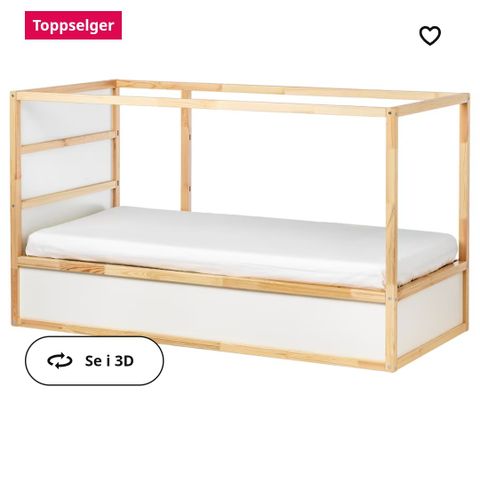 KURA vendbar seng fra IKEA 90×200. Malt I dempet sort matt farge.