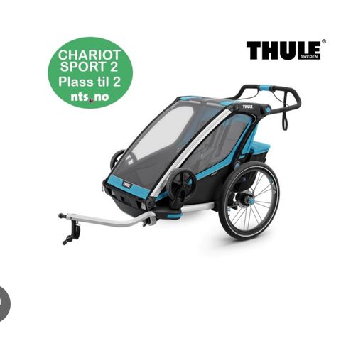 Thule Chariot sykkelvogn inkl. pulk/skisett med plass til to barn.