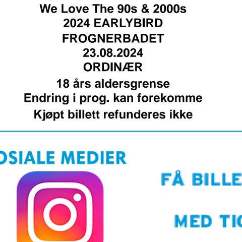 Billett we love the 90s & 2000s, Frognerbadet