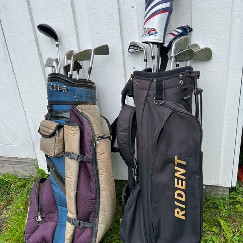 Golfbagger og køller(Høyre bag solgt)