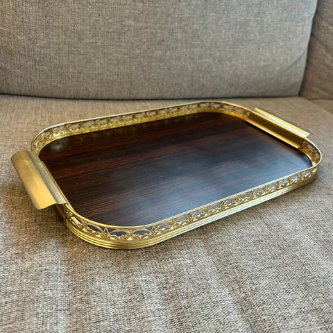 Vintage Italian Formica and Gilded Brass Serving Tray, 1950s