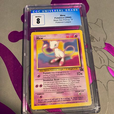 Mew PROMO pokemon kort fra år 2000 CGC 8