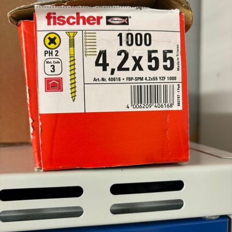 Fischer 4,2x55. 1000stk/bånd