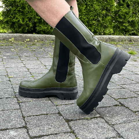 Chelsea boots i grønt skinn - 39