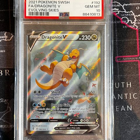 Dragonite alt art PSA 10 og Coro Coro Mew PSA 7. Pokemon