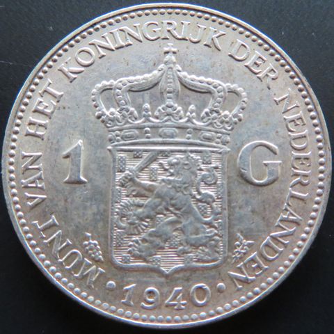 Nederland, 1 gulden 1940  Sølv .720