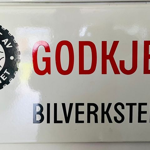 Emaljeskilt godkjent verksted / bilverksted.