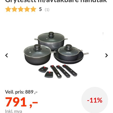 Nytt grytesett, kun stekepanne som er brukt (2 ganger)