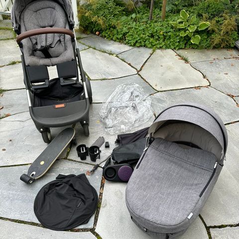 Stokkevogn + ekstrautstyr (Stokke trailz understell med crusi hjul)