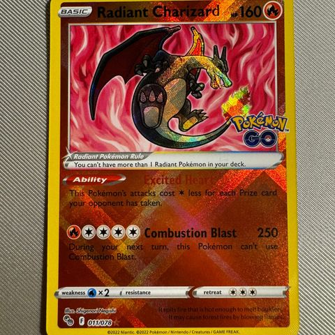 Radiant Charizard 011/078 Pokemon Go