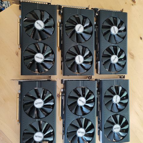 6 stykk Sapphire rx470 8gb mining gpuer