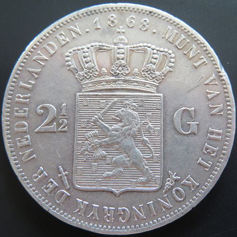 Nederland, 2,5 gulden 1868 Sølv