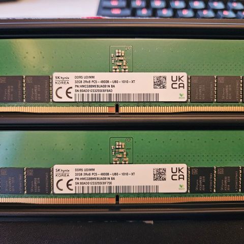 SK Hynix DDR5 64 GB Kit. 2x32 GB DDR5 4800 UDIMM