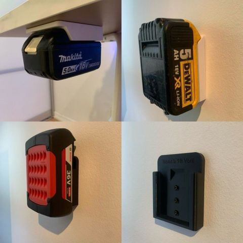 Batteriholder til Dewalt, Makita, Milwaukee, BOSCH