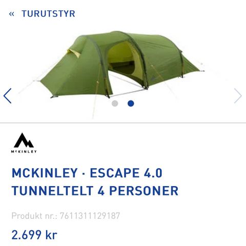 MCKINLEY · ESCAPE 4.0 TUNNELTELT 4 PERSONER