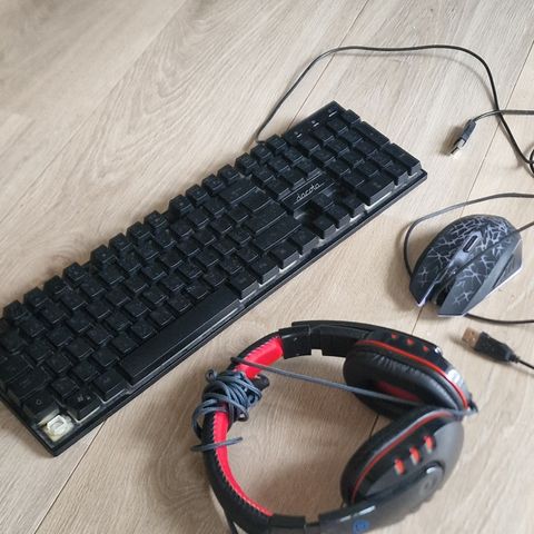 Tastatur, mus og headsett