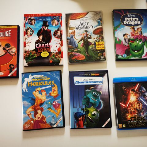 Diverse DVD og Blu-ray selges