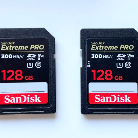 2 stk. - Sandisk SDXC Extreme Pro 128GB V90 Minnekort