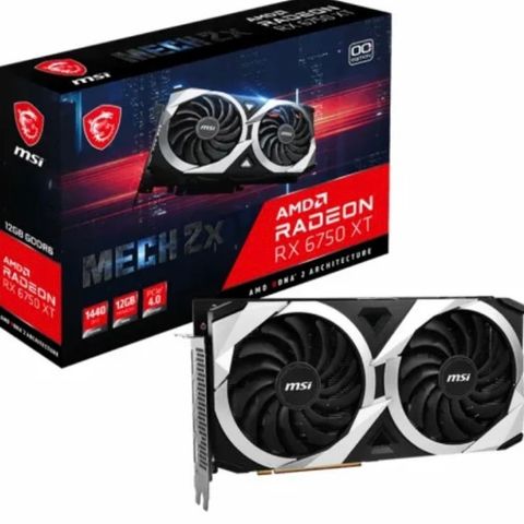 Rx 6750 xt msi oc dual fan 12gb vram. Lite brukt som ny