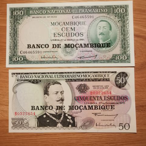 Mosambik 50 og 100 escudos, 1961-1970, UNC