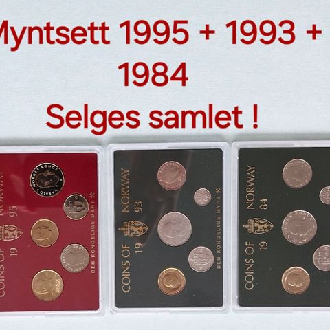 Myntsett: 3 myntsett 1995 + 1993 + 1984