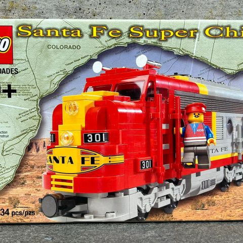 (FORSEGLET) LEGO Trains Santa Fe Super Chief 10020 Tog Byggesett